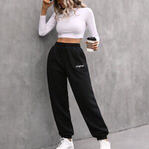 NWT High Waist Relaxed Fit Original Logo Joggers Sweatpants With Pockets